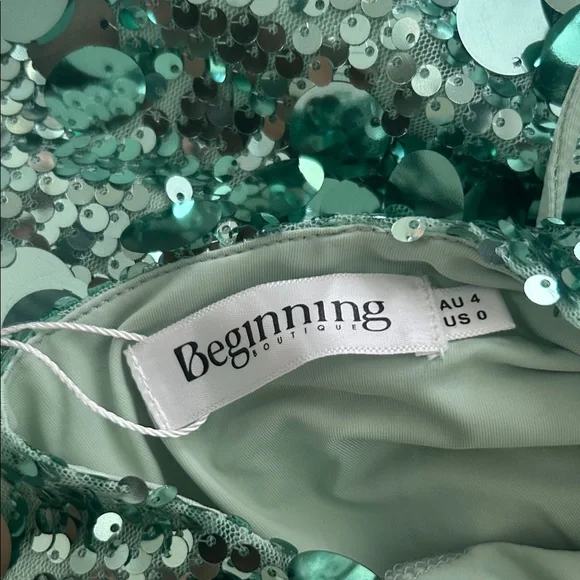 Beginning Boutique Sequin Mini Dress in Green - Picture 6 of 7